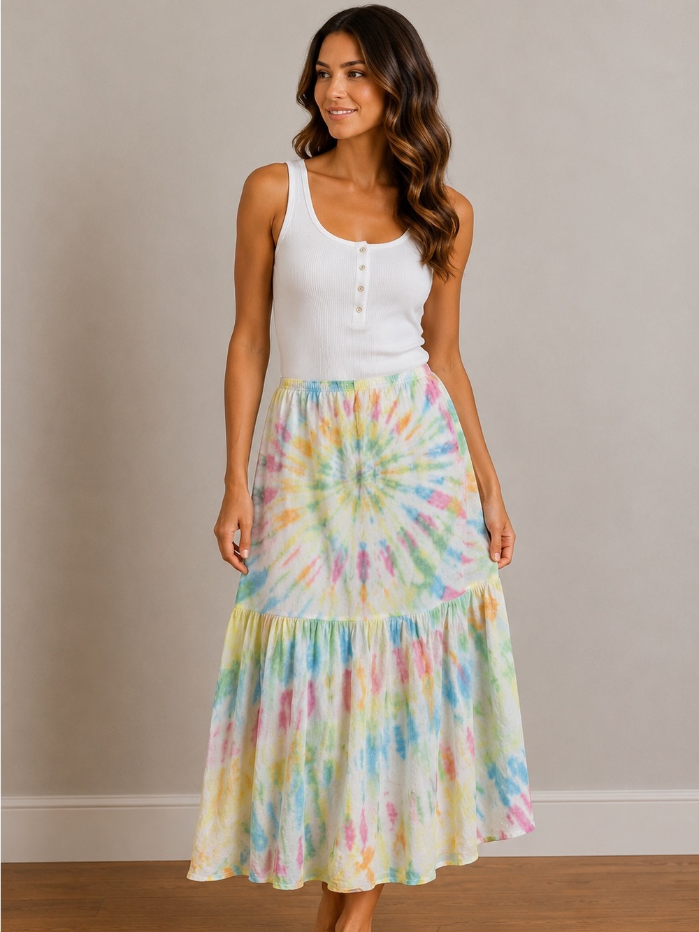 Young Fabulous and Broke Tie Dye Maxi Skirt Large NWT